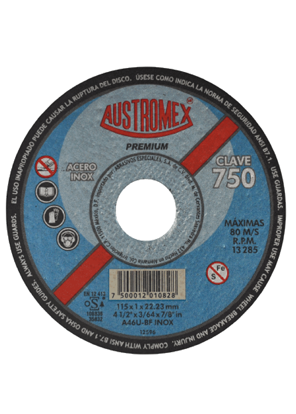 LIQ DISCO C-750 PLANO DELG.INOX. 4.5" INDUSTRIAL AUSTROMEX