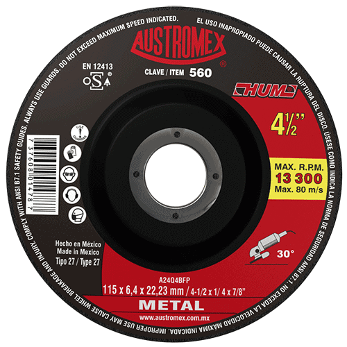 DISCO C-560 DESBASTE METAL 4 1/2"X1/4X7/8 HUM AUSTROMEX (25)