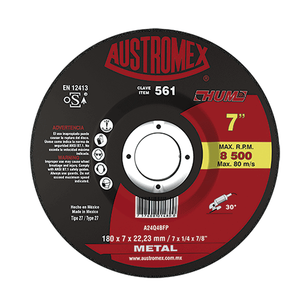 DISCO C-561 DESBASTE METAL 7"X1/4X7/8 "HUM" AUSTROMEX (25)