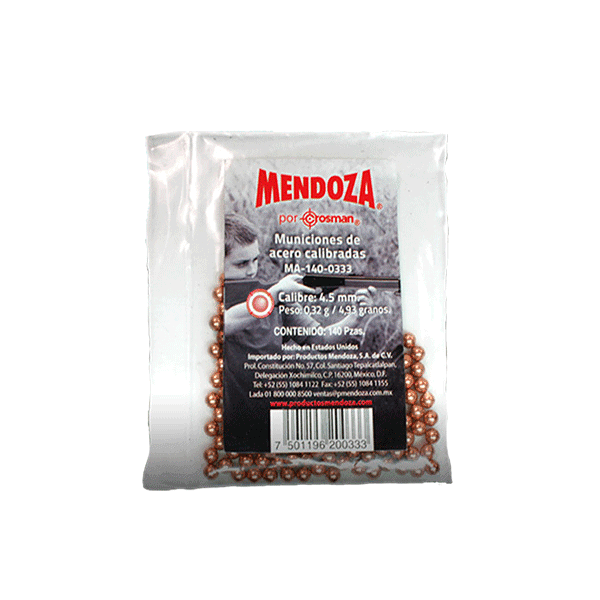 MUNICION MA-140  CAL.4.5MM  D/ACE. C/140PZ MENDOZA(25)