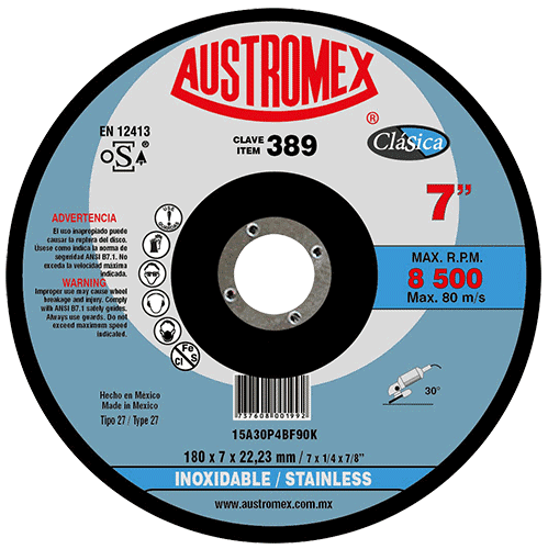 389.png DISCO DE CUBO C-389 7 X 1/4 X 7/8 ALTO RENDIMIENTO AUSTROMEX - Imagen 1